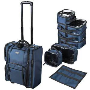 Byootique Rolling Makeup Train Case Side Pockets Cosmetic Pouch Storage
