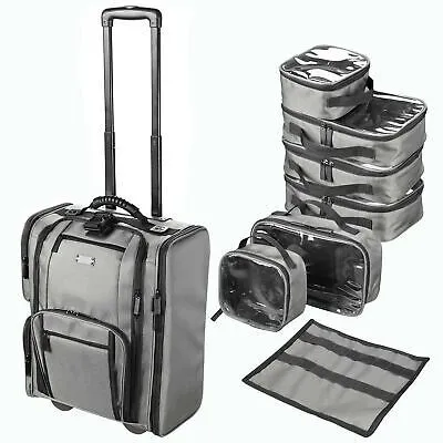 Byootique Rolling Makeup Train Case Side Pockets Cosmetic Pouch Travel