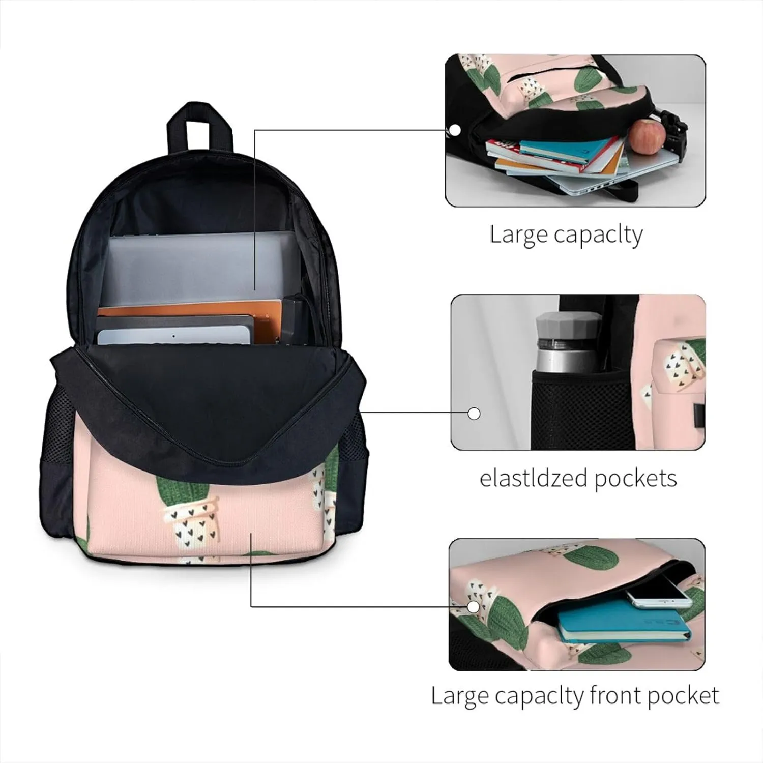 Cactus Print Storage Bag, Shoulder Bag, Leisure Bag, Large Capacity Leisure Travel Shoulder Bag