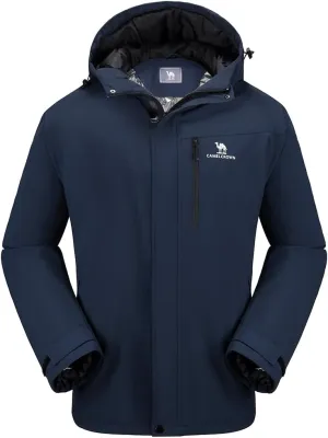 CAMEL CROWN Men's Winter Coat Waterproof Ski Jacket Hooded Windbreaker with Thermal Insulated for Snow Rain Hiking Outdoor