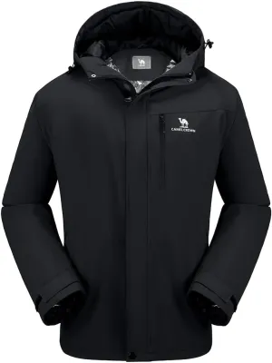 CAMEL CROWN Men's Winter Coat Waterproof Ski Jacket Hooded Windbreaker with Thermal Insulated for Snow Rain Hiking Outdoor