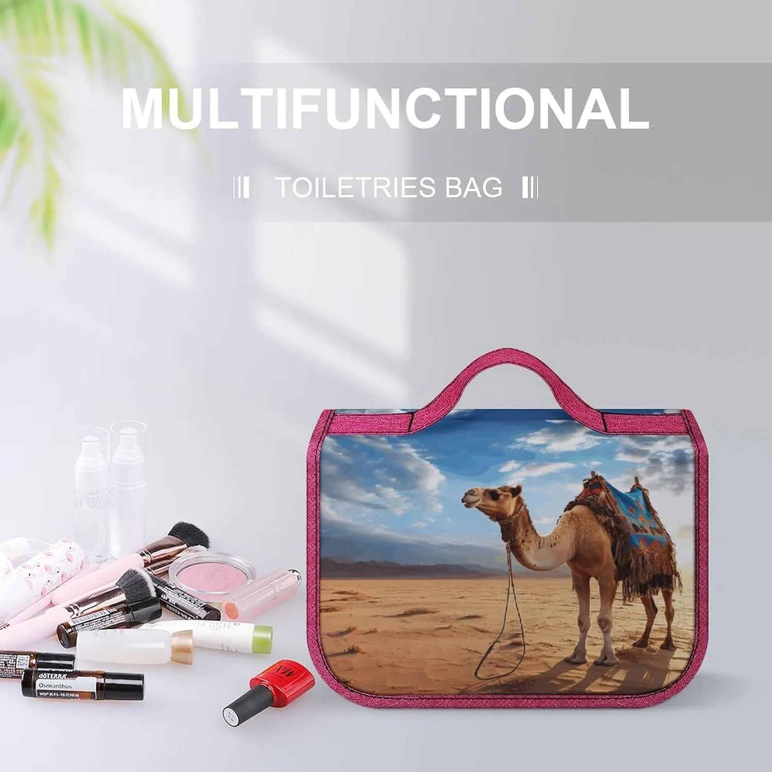 Camel Sky Travel Toiletry Bag for Women,Hanging Toiletry Organizer with Hook, Makeup Bag Travel Organizer for Shampoo,Toiletriesl