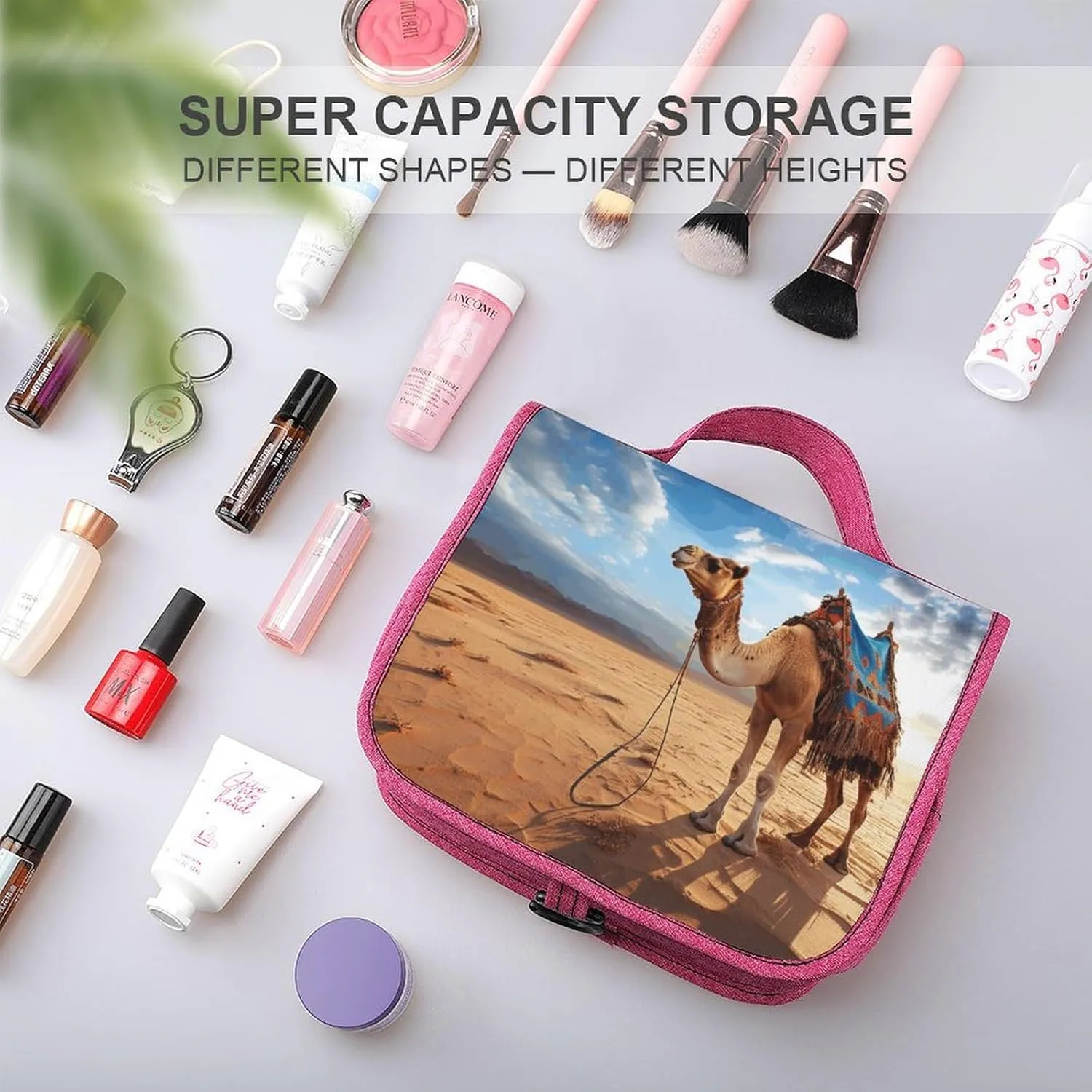 Camel Sky Travel Toiletry Bag for Women,Hanging Toiletry Organizer with Hook, Makeup Bag Travel Organizer for Shampoo,Toiletriesl