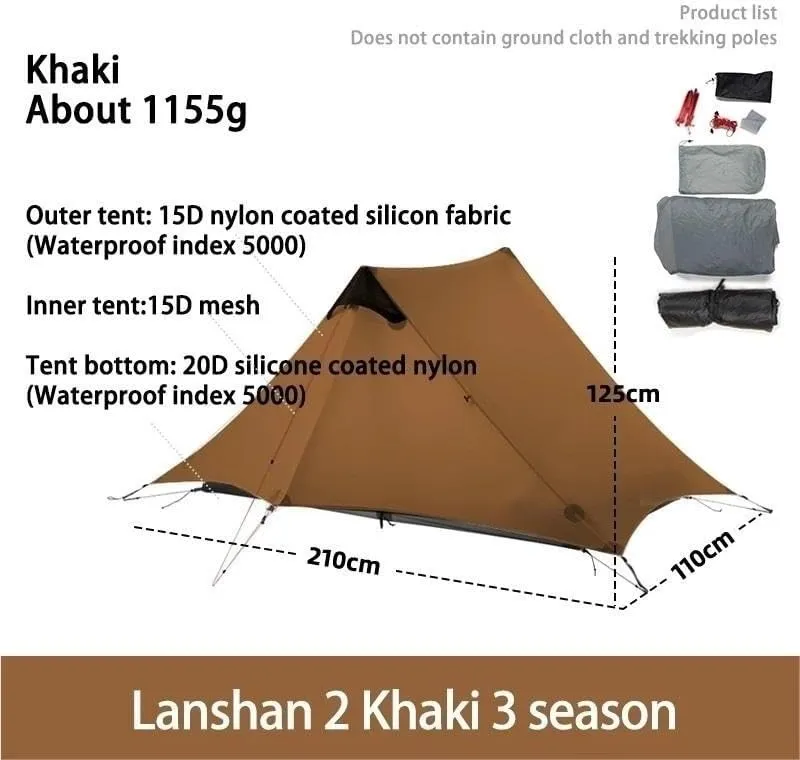 Camping Awning Canopy Tarp Durable Waterproof Lightweight for Outdoor Tent Shade Multi-Purpose Use(Gray 2P 4 Season)