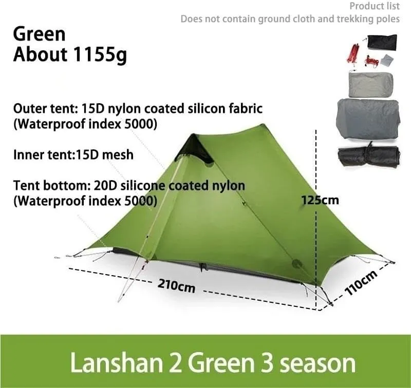 Camping Awning Canopy Tarp Durable Waterproof Lightweight for Outdoor Tent Shade Multi-Purpose Use(Gray 2P 4 Season)