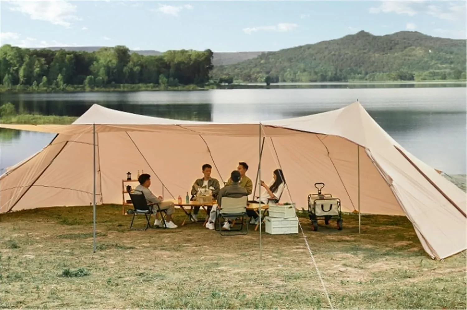 Camping Canopy Tent Outdoor Large Camping Rainproof Sunshade(Large)