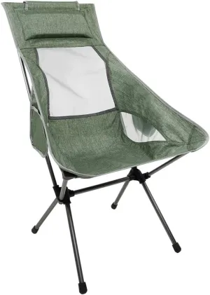 Camping Chair Outdoor High Back Camping Chair Portable Folding Seat with Mesh Backrest Camping Fishing Stool with Quilted Pillow Folding Chair (Color : Black) (Grün One