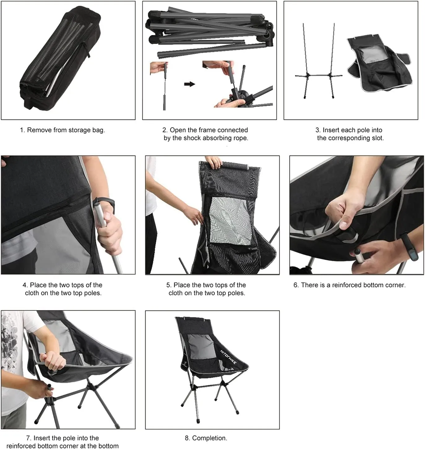 Camping Chair Outdoor High Back Camping Chair Portable Folding Seat with Mesh Backrest Camping Fishing Stool with Quilted Pillow Folding Chair (Color : Black) (Grün One