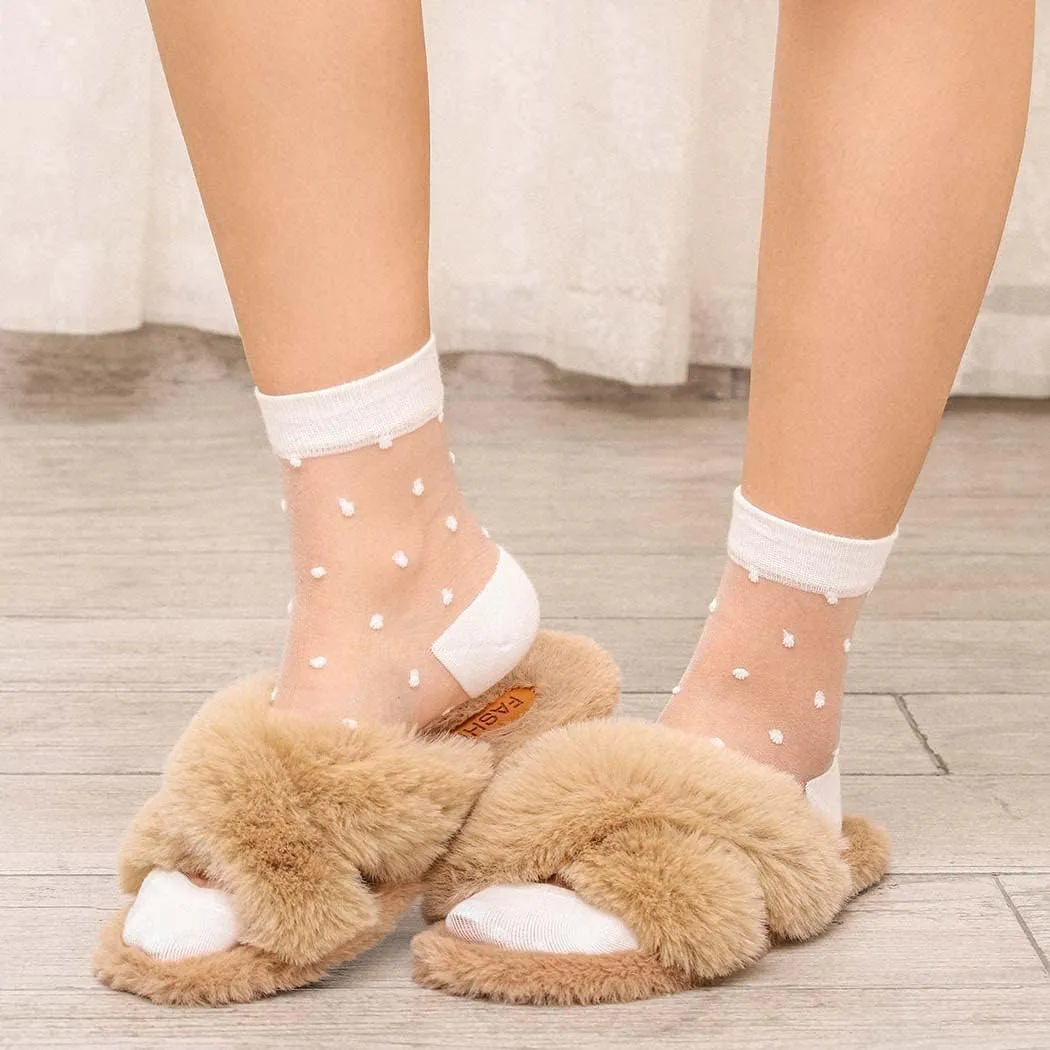 Campsis Women Sheer Sock Cute See Through Socks Ultrathin Transparent Mesh Socks Summer Daily for Women(Pack of 4)