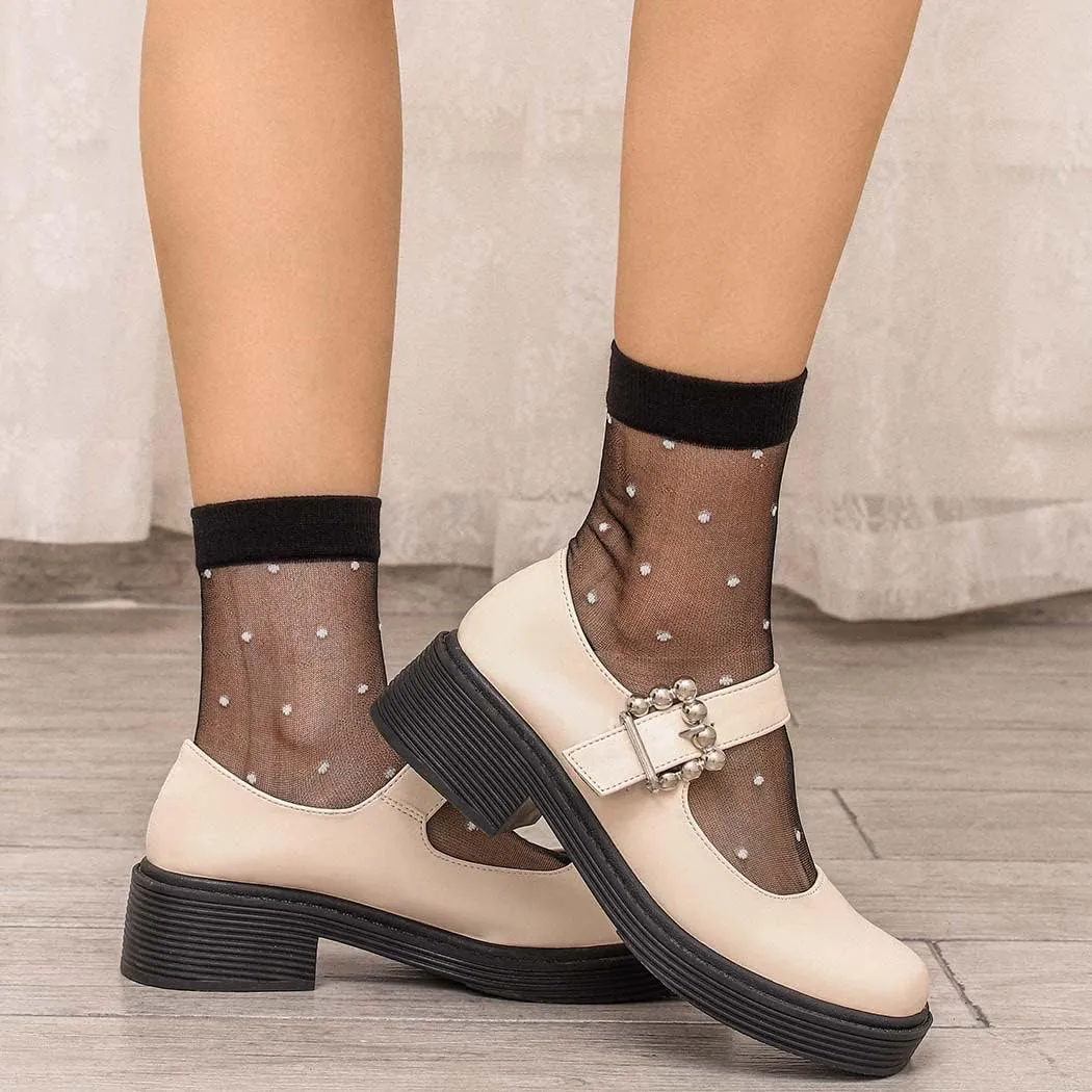 Campsis Women Sheer Sock Cute See Through Socks Ultrathin Transparent Mesh Socks Summer Daily for Women(Pack of 4)