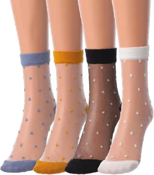 Campsis Women Sheer Sock Cute See Through Socks Ultrathin Transparent Mesh Socks Summer Daily for Women(Pack of 4)