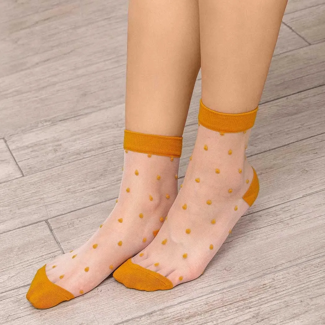 Campsis Women Sheer Sock Cute See Through Socks Ultrathin Transparent Mesh Socks Summer Daily for Women(Pack of 4)