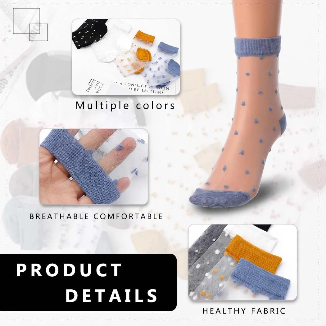 Campsis Women Sheer Sock Cute See Through Socks Ultrathin Transparent Mesh Socks Summer Daily for Women(Pack of 4)