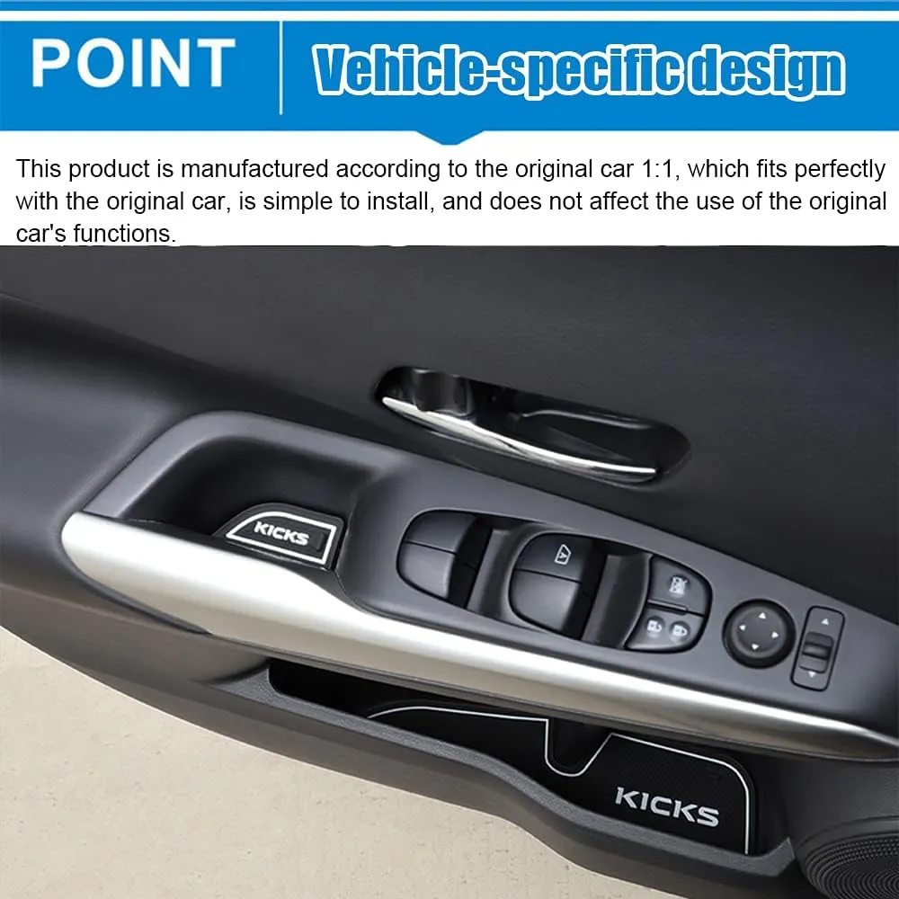 Car Interior Accessories Door Storage Mat, Gate Slot Mat, Coaster Mat Dust-Proof Anti-Slip 14Pcs/Set(Blue) for Nissan Kicks 2017 2018 2019 2020