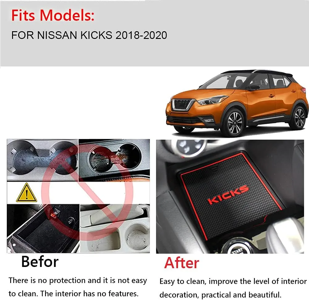 Car Interior Accessories Door Storage Mat, Gate Slot Mat, Coaster Mat Dust-Proof Anti-Slip 14Pcs/Set(Blue) for Nissan Kicks 2017 2018 2019 2020