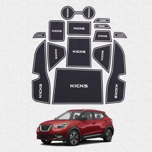Car Interior Accessories Door Storage Mat, Gate Slot Mat, Coaster Mat Dust-Proof Anti-Slip 14Pcs/Set(White) for Nissan Kicks 2017 2018 2019 2020