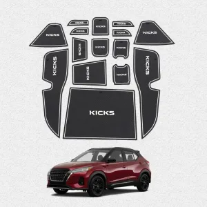 Car Interior Accessories Door Storage Mat,Gate Slot Mat,Coaster Mat Dust-Proof Anti-Slip Center Console Holder Cup 15 Pcs/Set(White) for Nissan Kicks(2021 2022 223)