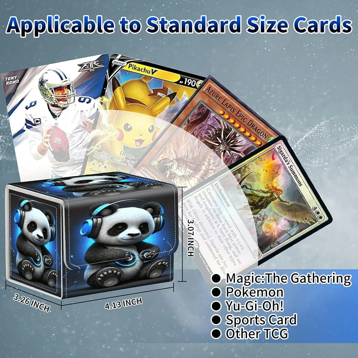 Card Deck Box, MTG Commander Deck Box for Trading Cards, 100  Sleeved Cards with PU Leather Magnetic Card Storage Box for TCG CCG Magic Cards - Panda