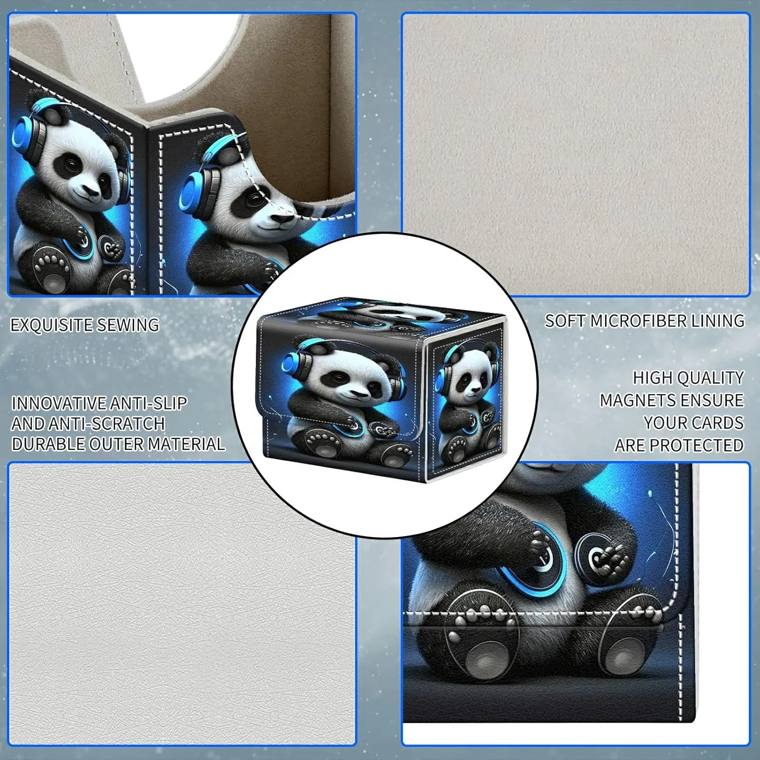 Card Deck Box, MTG Commander Deck Box for Trading Cards, 100  Sleeved Cards with PU Leather Magnetic Card Storage Box for TCG CCG Magic Cards - Panda