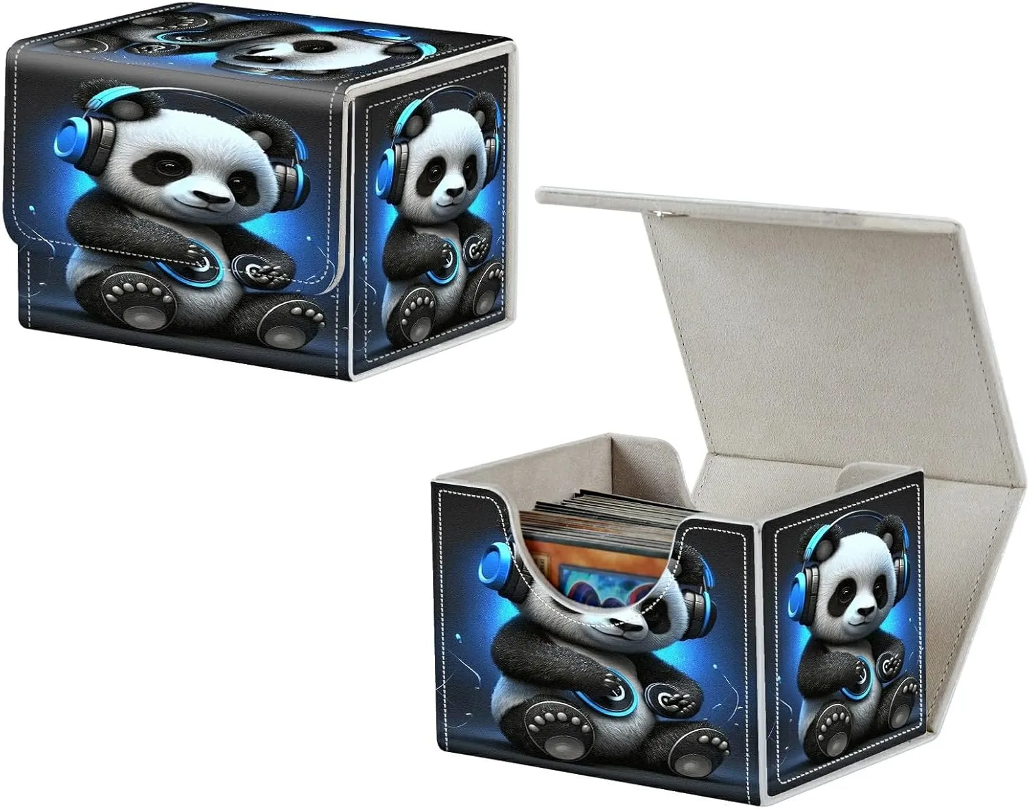 Card Deck Box, MTG Commander Deck Box for Trading Cards, 100  Sleeved Cards with PU Leather Magnetic Card Storage Box for TCG CCG Magic Cards - Panda
