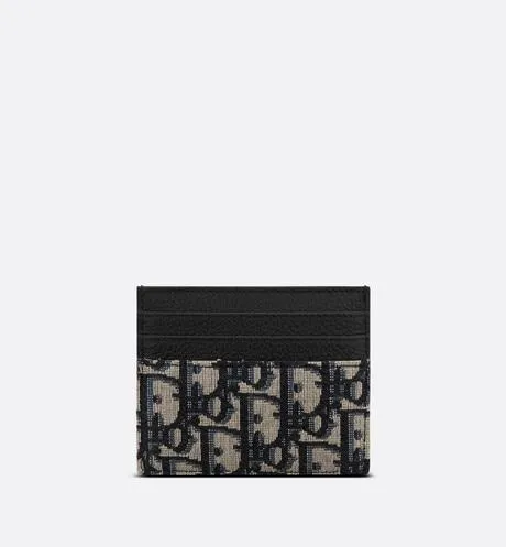 Card Holder • Beige and Black Dior Oblique Jacquard and Black Grained Calfskin