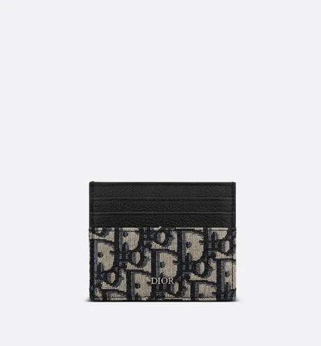 Card Holder • Beige and Black Dior Oblique Jacquard and Black Grained Calfskin