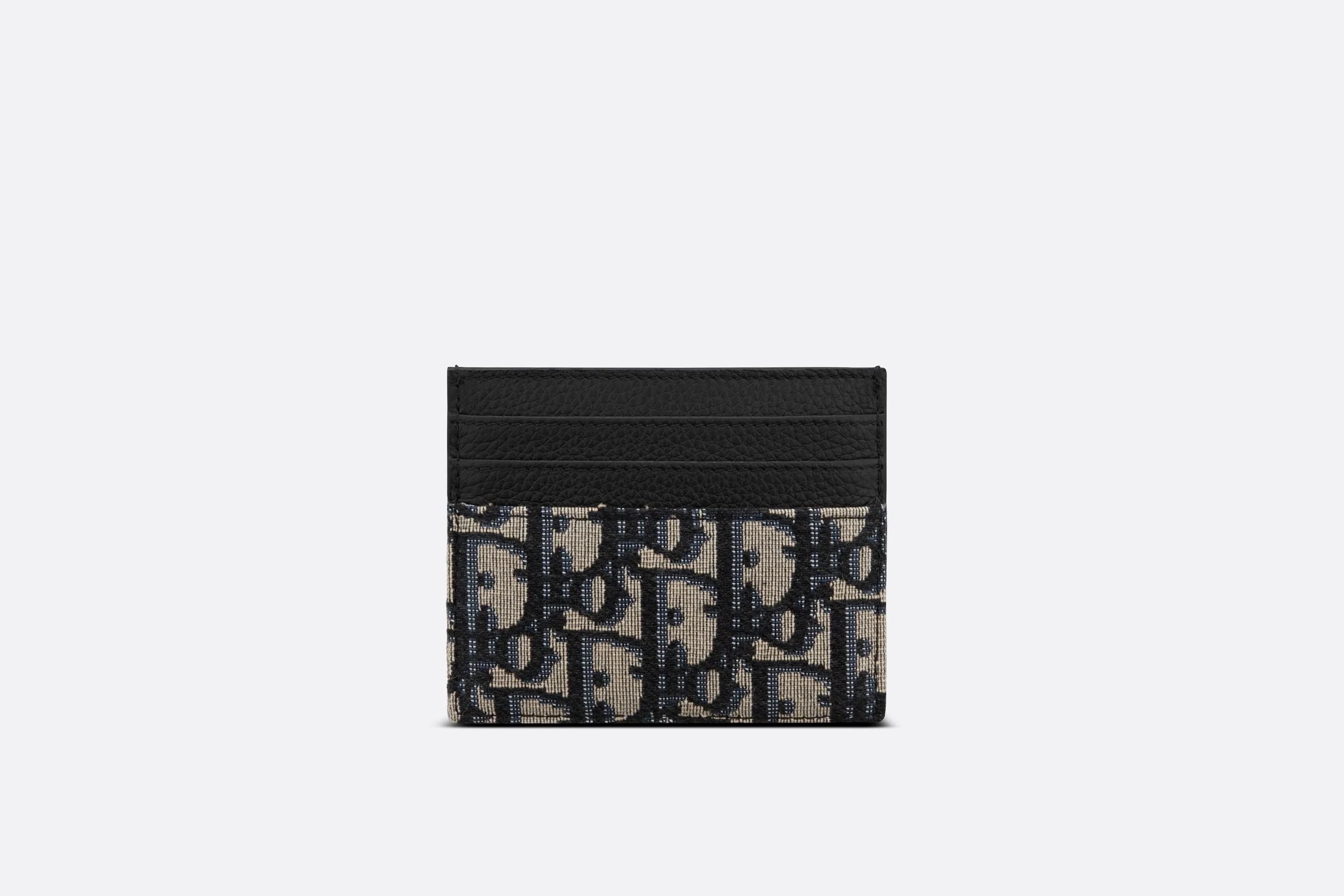 Card Holder • Beige and Black Dior Oblique Jacquard and Black Grained Calfskin
