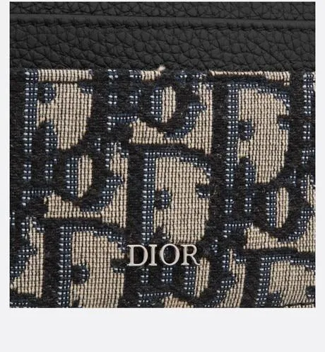 Card Holder • Beige and Black Dior Oblique Jacquard and Black Grained Calfskin