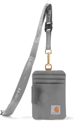 Carhartt unisex adult Nylon Duck Id Holder and Lanyard, Water-repellent Canvas Id Holder With Reflective Lanyard Wallet, Nylon Duck (Gravel), One Size US
