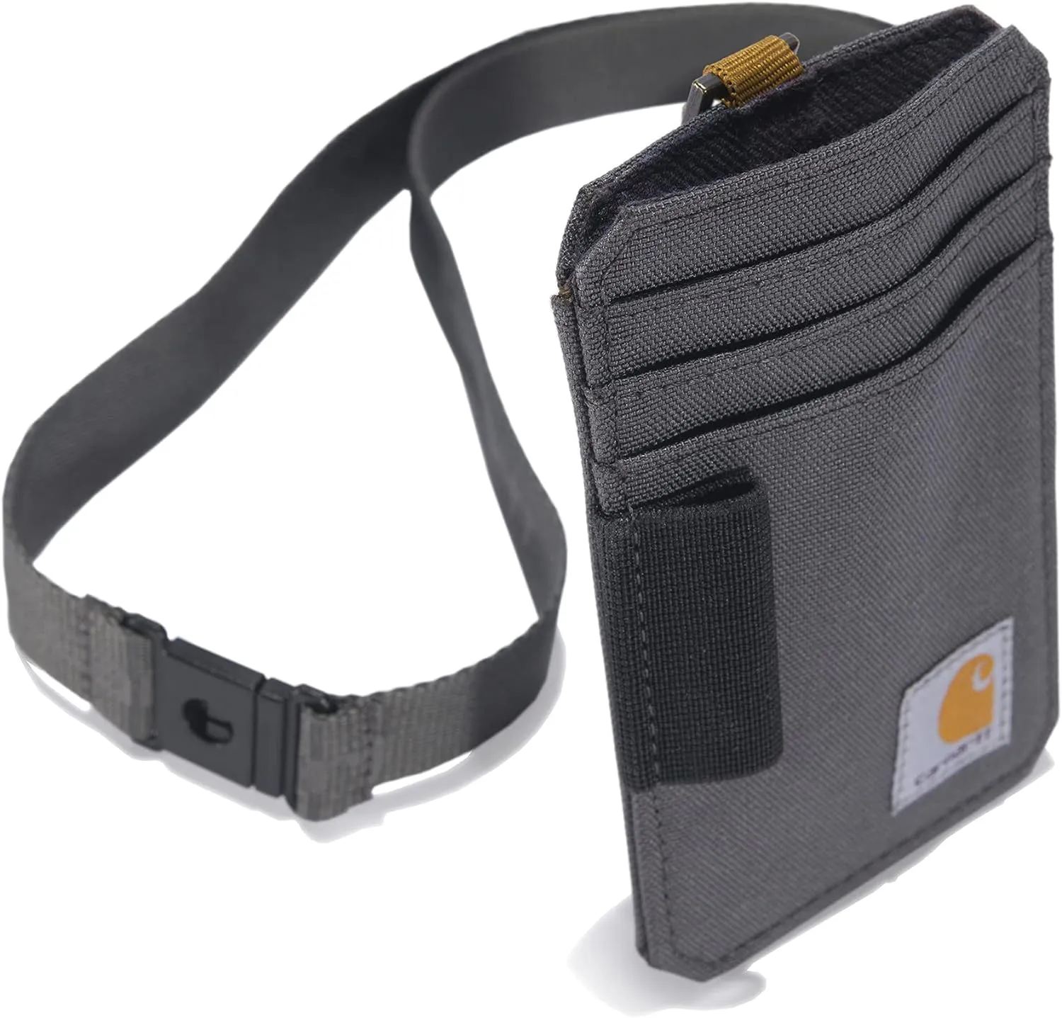 Carhartt unisex adult Nylon Duck Id Holder and Lanyard, Water-repellent Canvas Id Holder With Reflective Lanyard Wallet, Nylon Duck (Gravel), One Size US