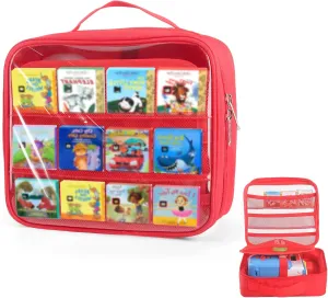 Carrying Case Compatible with Little Tikes Story Dream Machine Books Starter Set,Portable Storage Bag with Handle for Storytime,Little Golden Book,Little Puppy Character (Red)