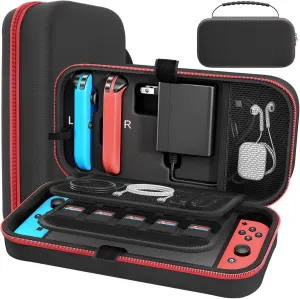 Carrying Case Compatible with Nintendo Switch/OLED - Fit for Joycon and AC Adapter, Portable Hard Shell Pouch Carrying Travel Bag for Accessories Holds 20 Game Cartridge