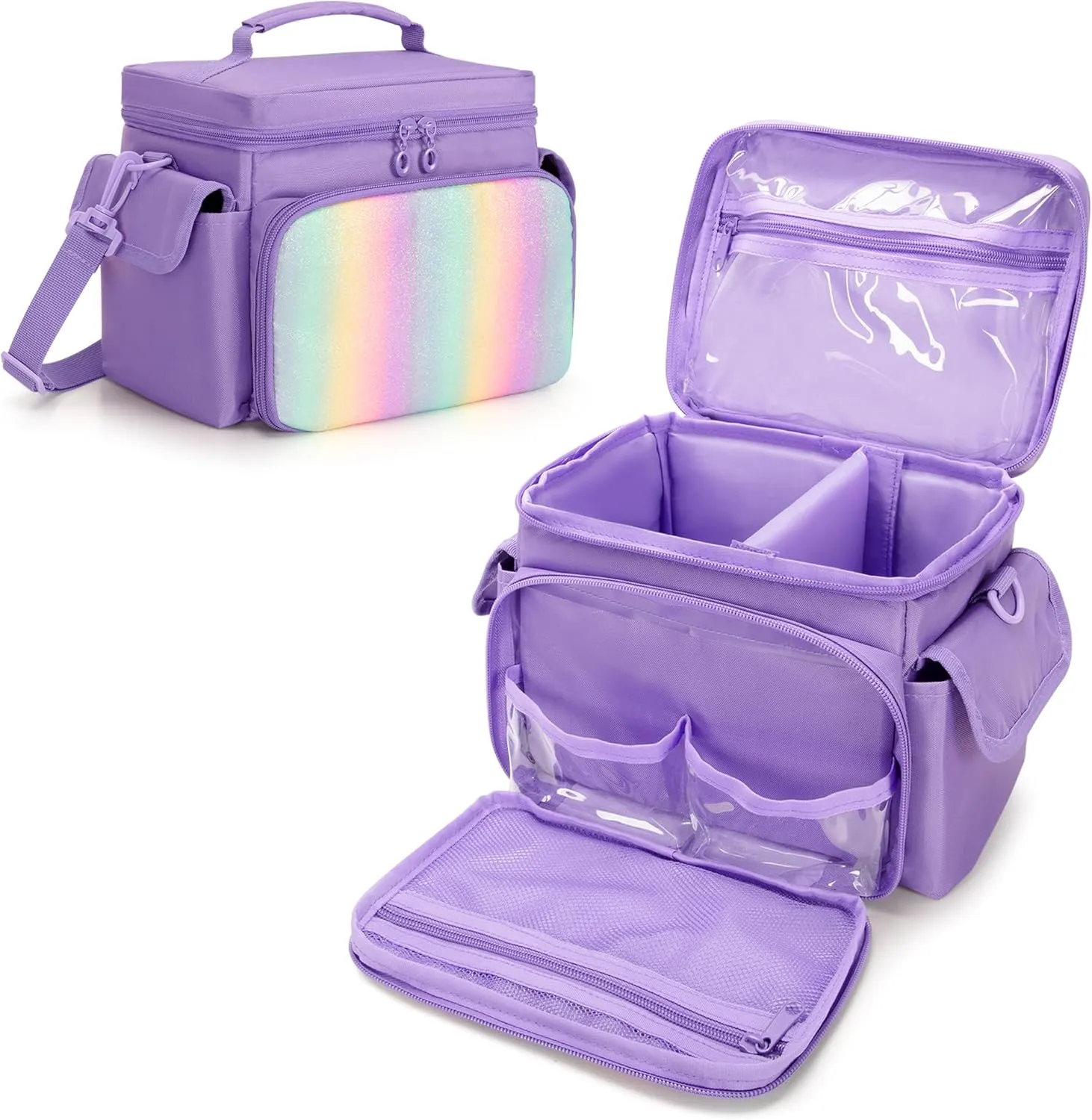 Carrying Case Compatible with Tonies, Storage Bag Organizer for Audio Player Starter Set, Figures, Headphones, Charging Station, Accessories, with Shoulder Strap and Handle, Purple (Case Only)