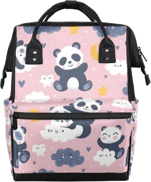 Cartoon Stars Clouds Panda Diaper Bag Mommy Bags With Adjustable Shoulder Strap Waterproof Multifunction Shoulder Bag Travel Large Capacity Backpack for Moms And Dads
