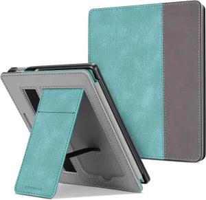 CaseBot Stand Case for Kindle Oasis (10th/9th Generation, 2019/2017 Release) - Premium PU Leather Sleeve Cover with Card Slot and Hand Strap, Turquoise