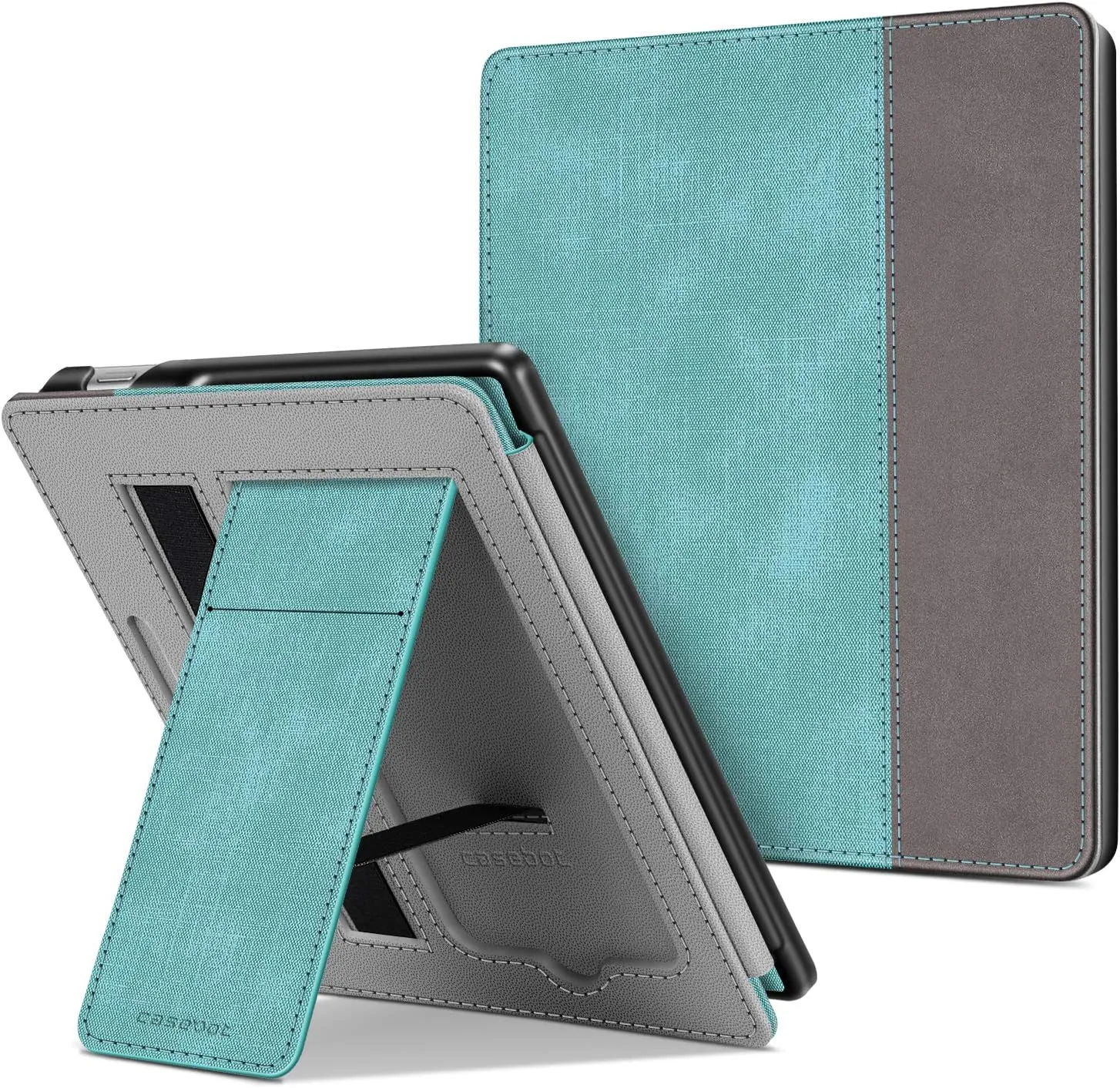 CaseBot Stand Case for Kindle Oasis (10th/9th Generation, 2019/2017 Release) - Premium PU Leather Sleeve Cover with Card Slot and Hand Strap, Turquoise