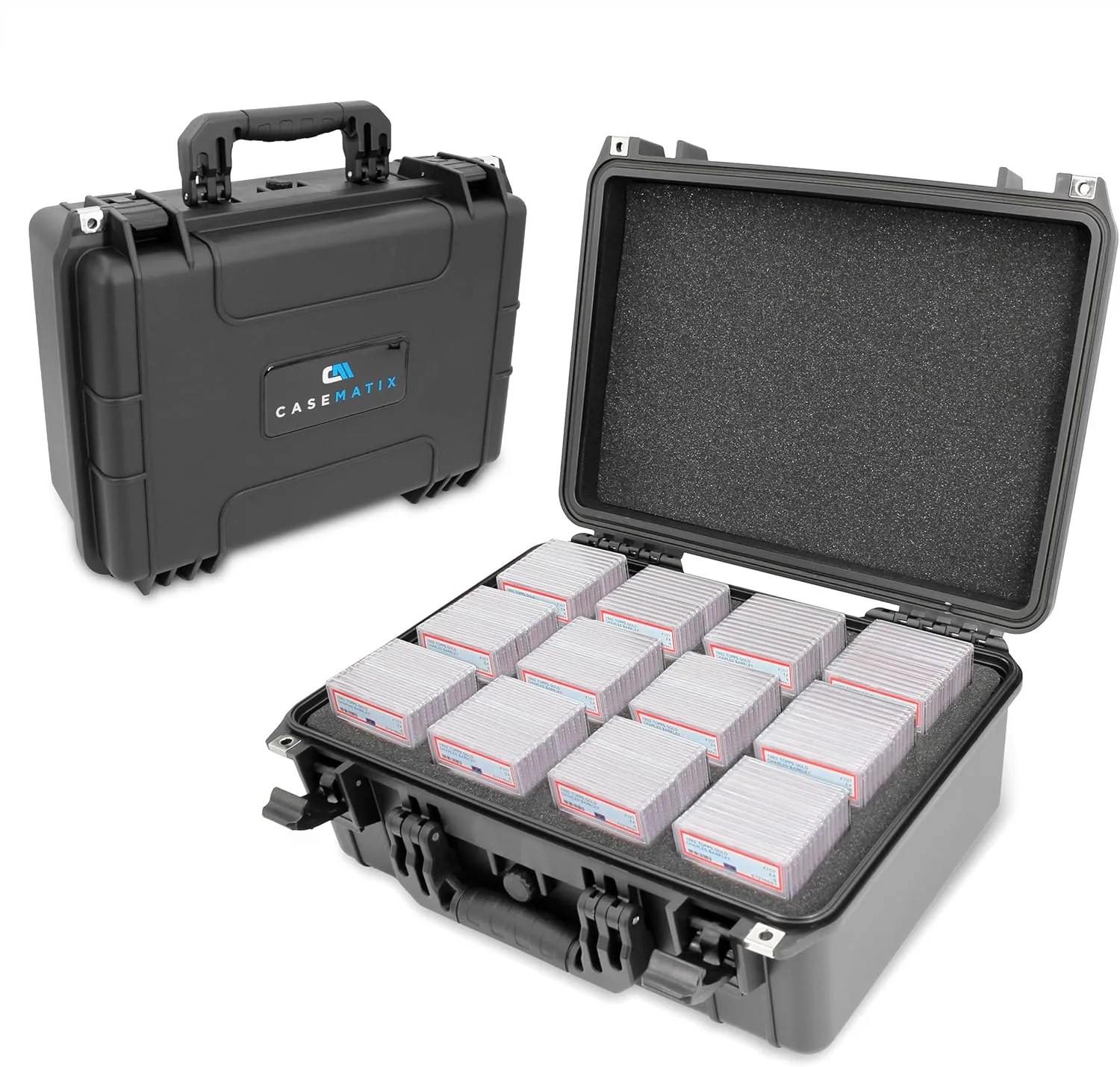 CASEMATIX Graded Card Case Compatible with 130 PSA Graded Sports Trading Cards, Waterproof Graded Slab Trading Card Box with 12 Precision Cut Graded Card Storage Box Dividers To Separate Cards