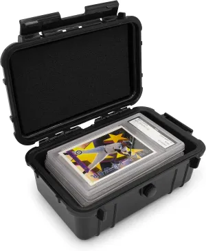 CASEMATIX Graded Card Case Compatible with 6  BGS 8  PSA FGS Graded Sports Trading Cards, Waterproof Graded Slab Card Storage Box with Card Carrying Case Impact Absorbing Foam Inserts