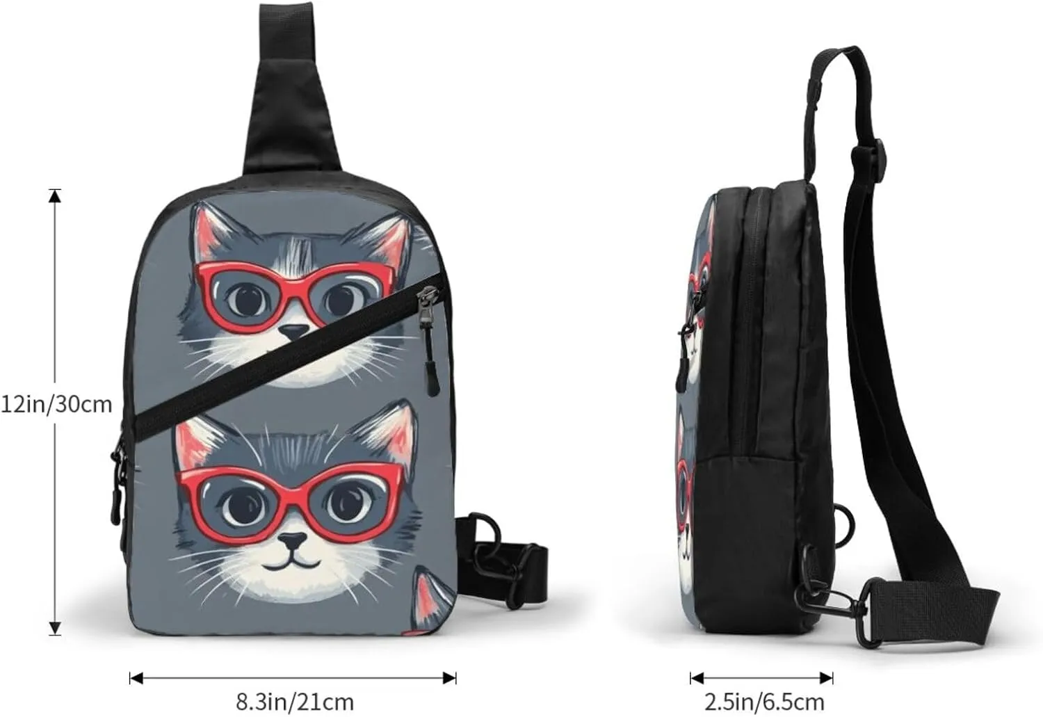 Cat Print Crossbody Bags For Women, Sling Bag For Men, Hiking Backpack Lightweight For Casual Outdoor Travel