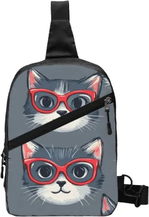 Cat Print Crossbody Bags For Women, Sling Bag For Men, Hiking Backpack Lightweight For Casual Outdoor Travel