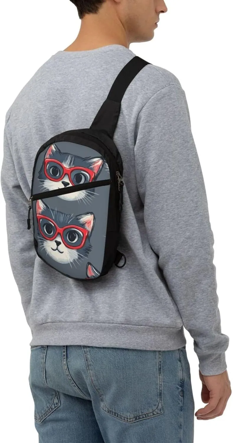 Cat Print Crossbody Bags For Women, Sling Bag For Men, Hiking Backpack Lightweight For Casual Outdoor Travel