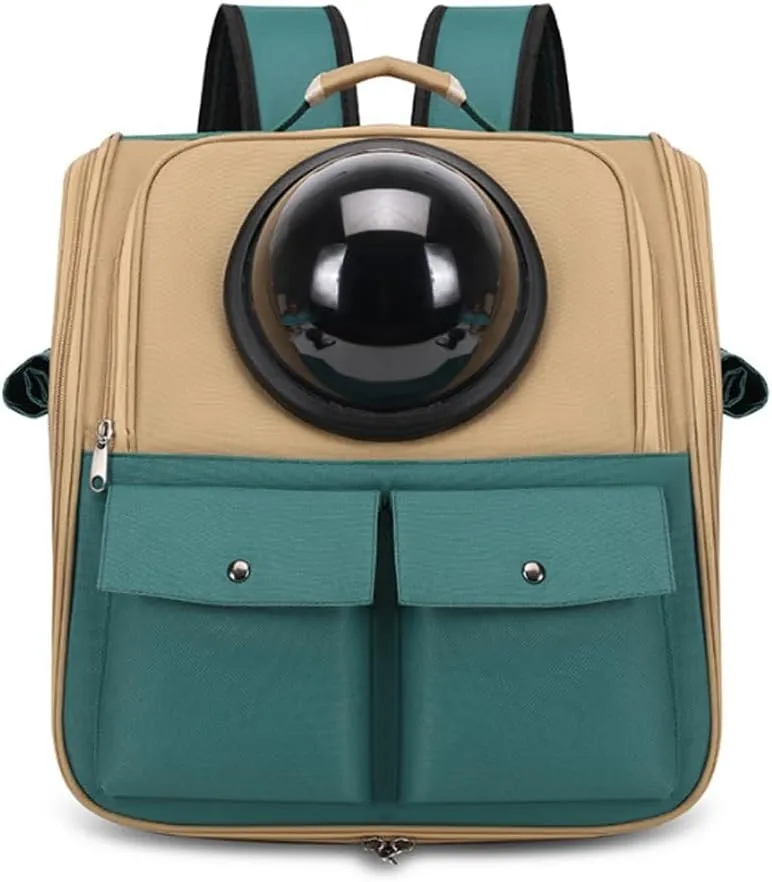 Cat Space Cabin Portable Large Capacity Pet Handbag Backpack Dog Breathable Outdoor Bag Handbag (Green)