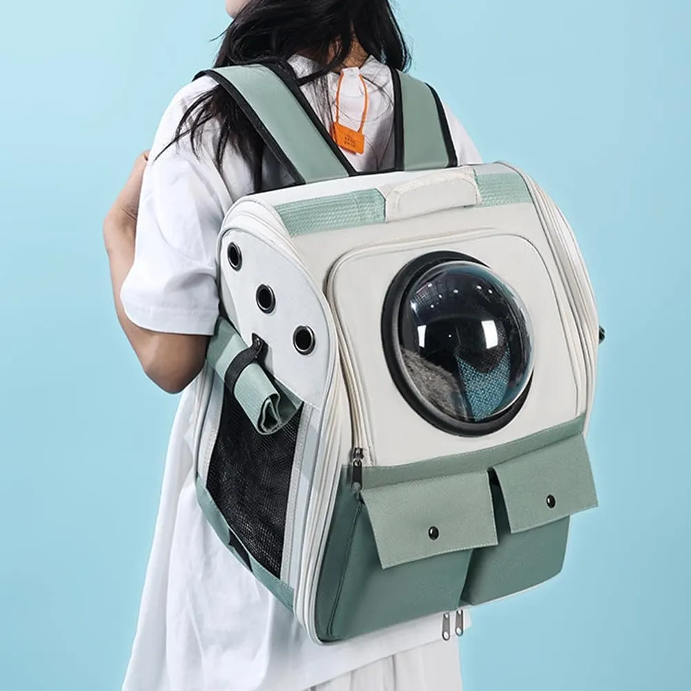 Cat Space Cabin Portable Large Capacity Pet Handbag Backpack Dog Breathable Outdoor Bag Handbag (Green)