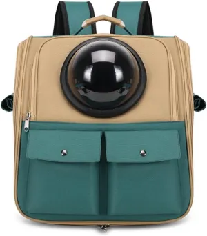 Cat Space Cabin Portable Large Capacity Pet Handbag Backpack Dog Breathable Outdoor Bag Handbag (Green)