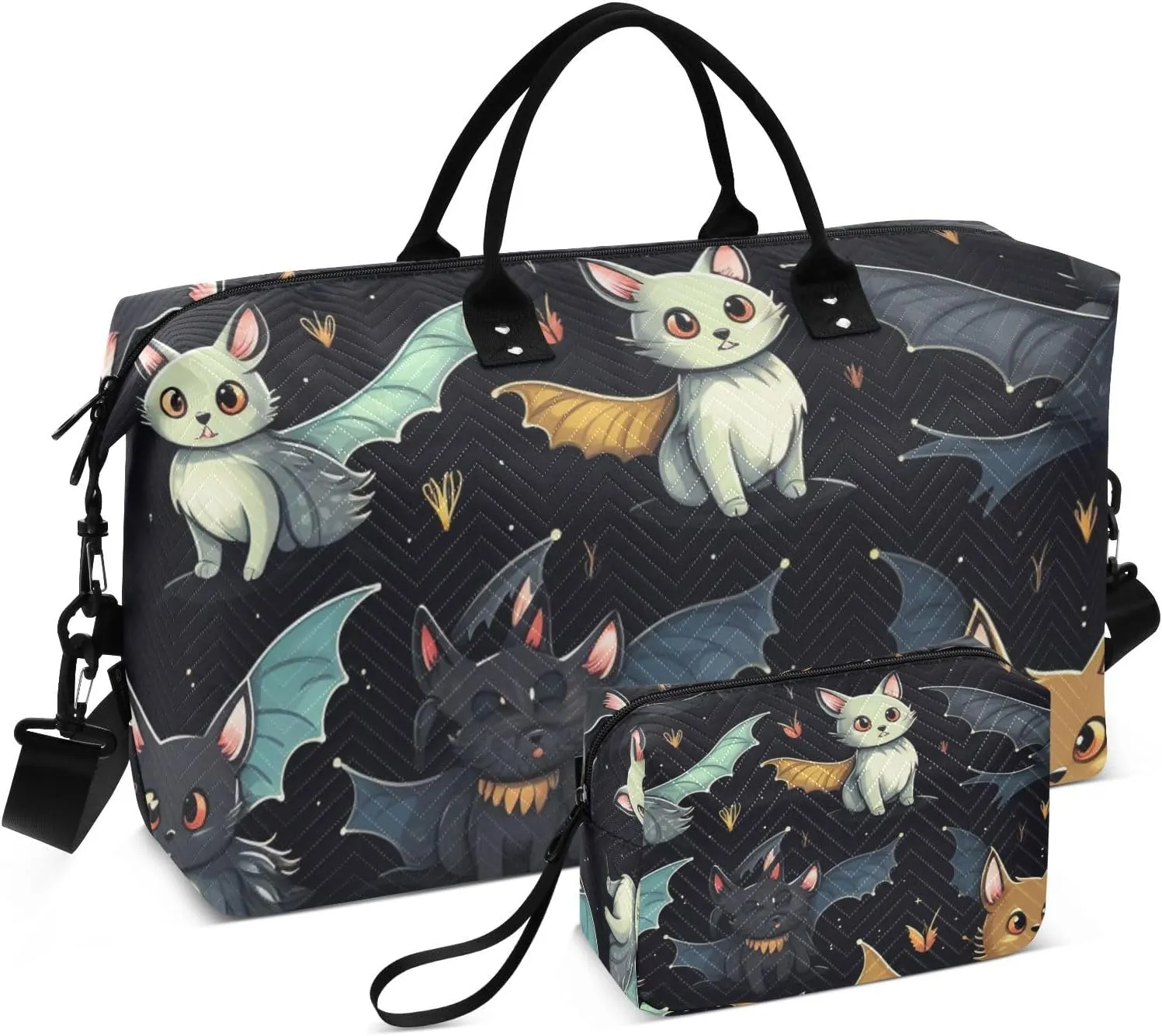Cat Travel Duffle Gym Bag, Cat Bat Weekender for Women with Toiletry Bag