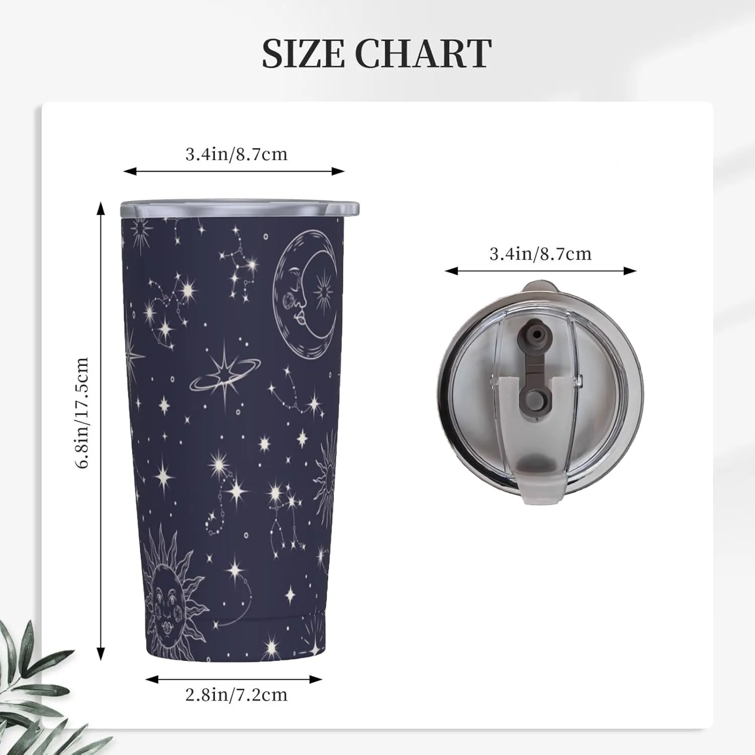 Celestial Pattern 20oz Tumbler Cup,Stainless Steel Thermal Vacuum Insulated with Lid Travel Coffee Mug,for Dad Mom Friends Coworkers