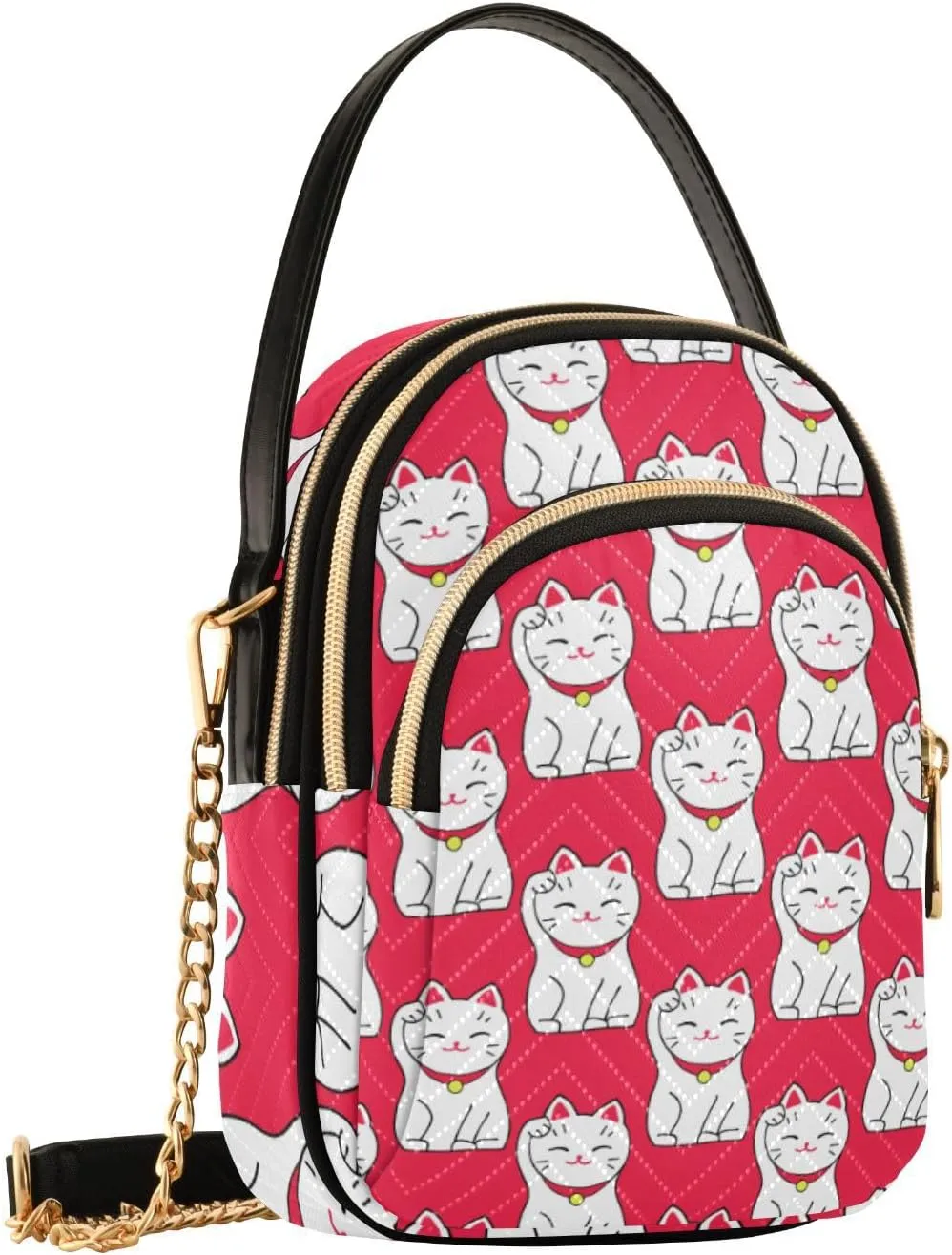 Cell Phone Purse Maneki-neko Cute Lucky Cat Crossbody Handbag Durable Shoulder Bag Sturdy Travel Pouch Compact Chic Bag for Women Everyday Use New Year Gift