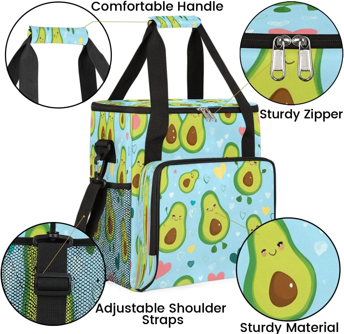 cfpolar Cute Avocado Cartoon Coffee Maker Storage Bag, Travel Coffee Maker Carrying Storage Tote Bag Compatible with K-Mini or K-Mini Plus, Dustproof Tote Bag with Shoulder Strap for Women Men