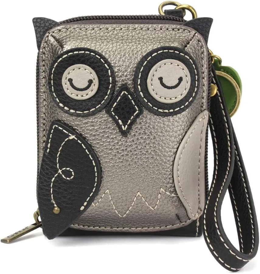 CHALA RFID Cute-C Credit Card Holder Wallet Wristlet - Women Faux Leather Cute-C with Strap