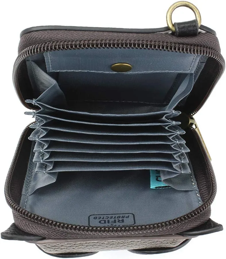 CHALA RFID Cute-C Credit Card Holder Wallet Wristlet - Women Faux Leather Cute-C with Strap